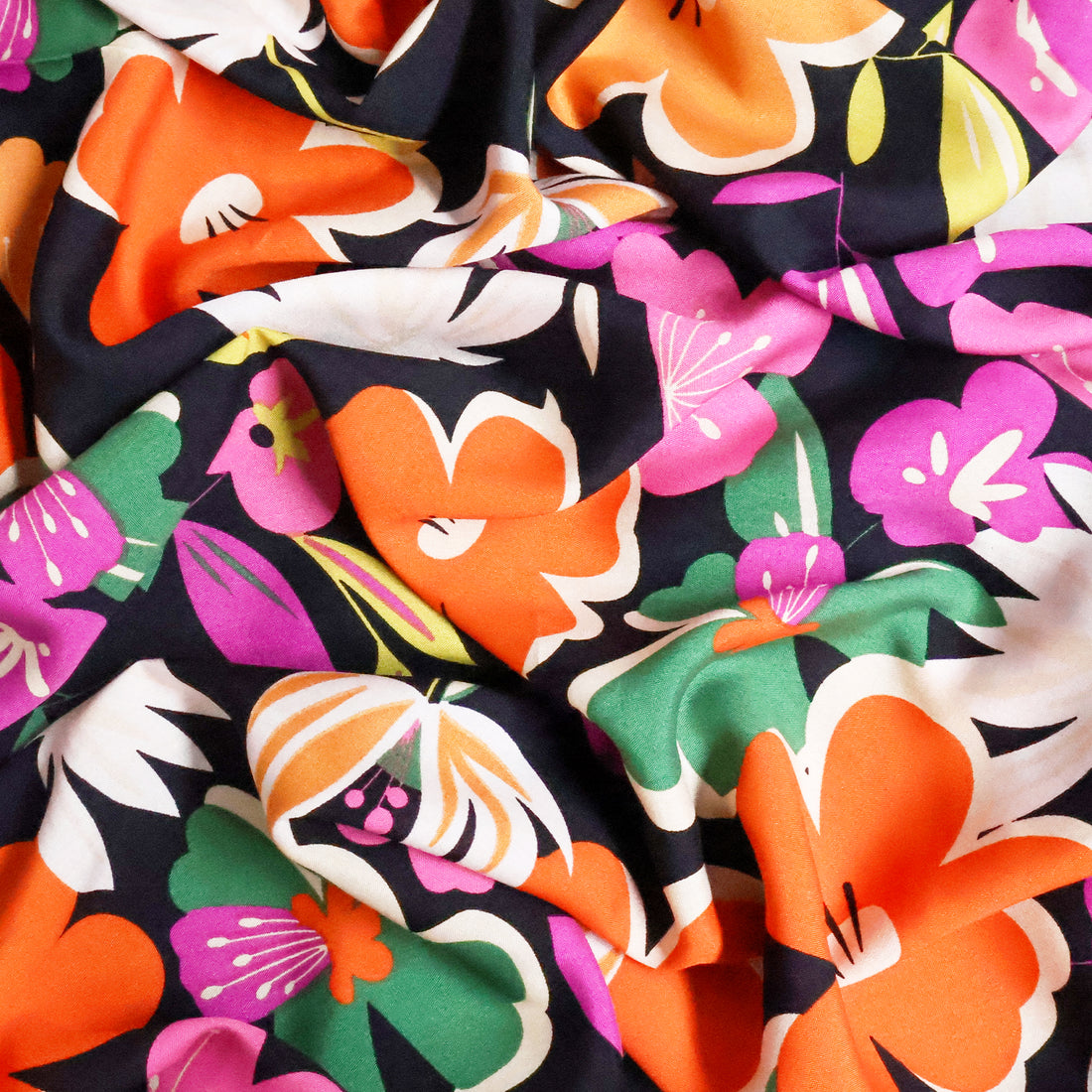 Designer Rayon - Blossom Breeze Black - 145cm