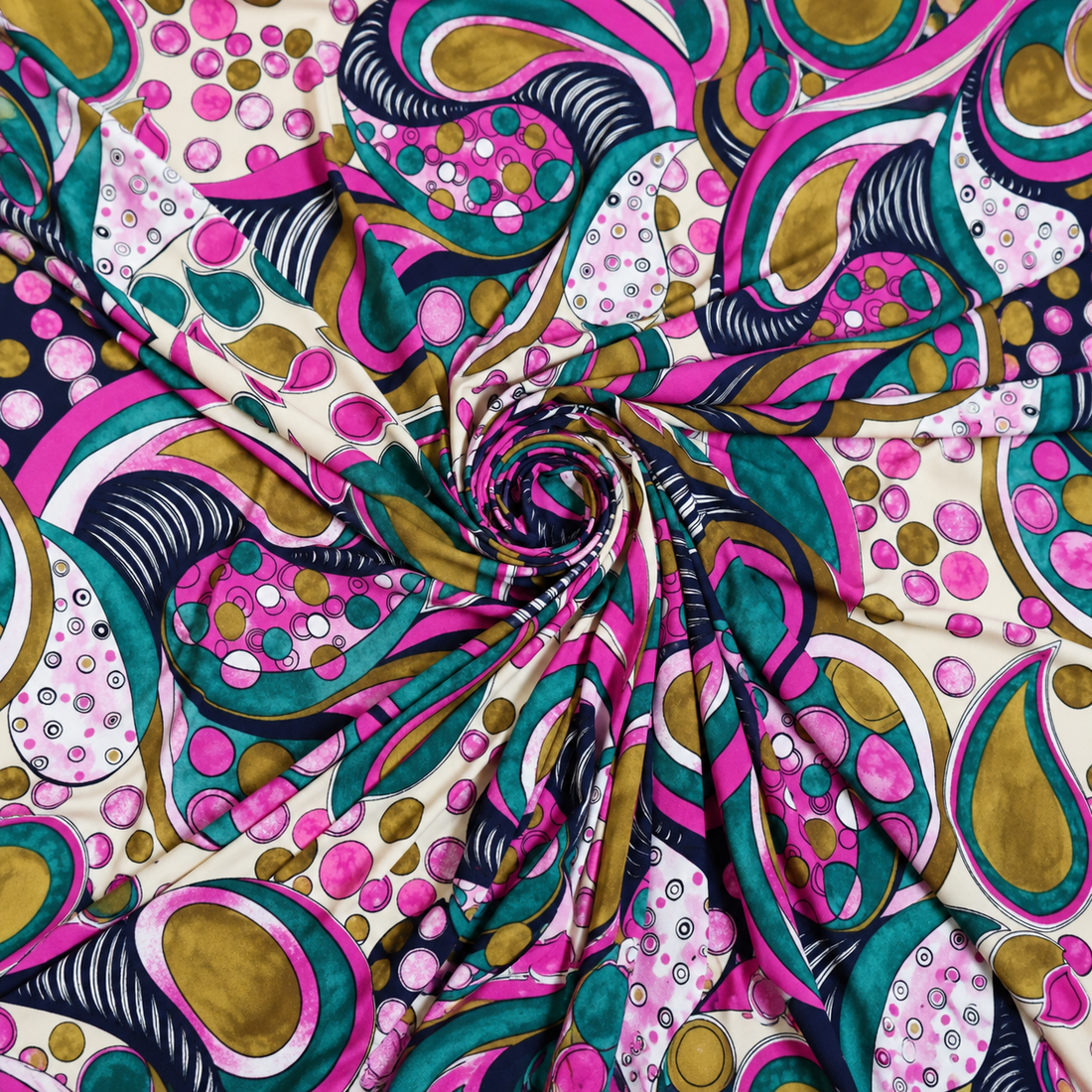 Printed Lycra - Purple Paisley - 150cm