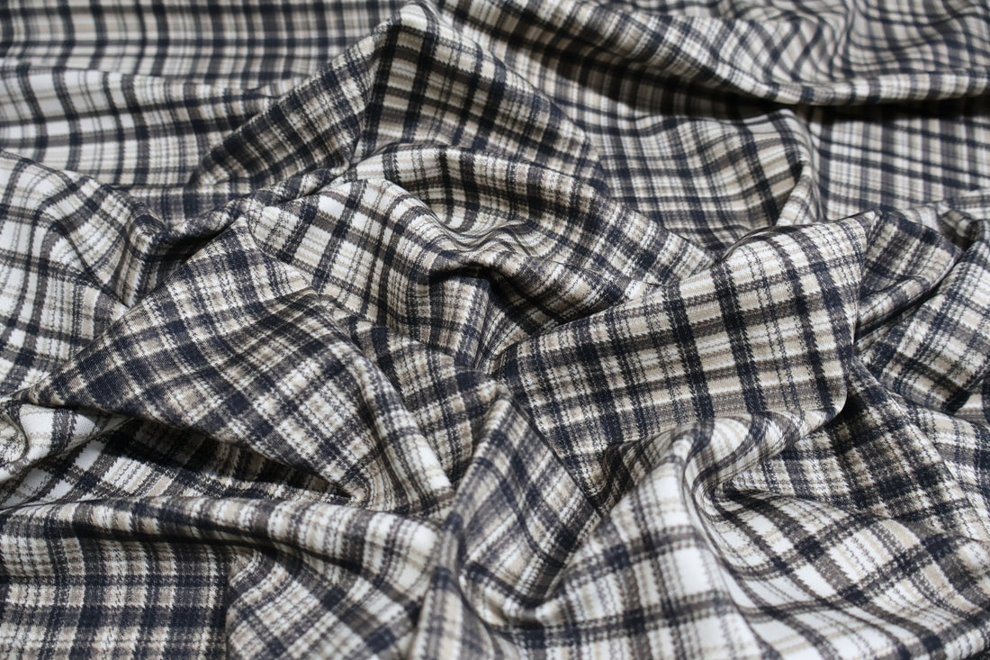 Designer Printed Ponte - Faded Check - 155cm