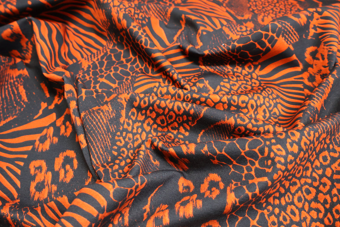 Designer Printed Ponte - Nairobi Rust - 155cm
